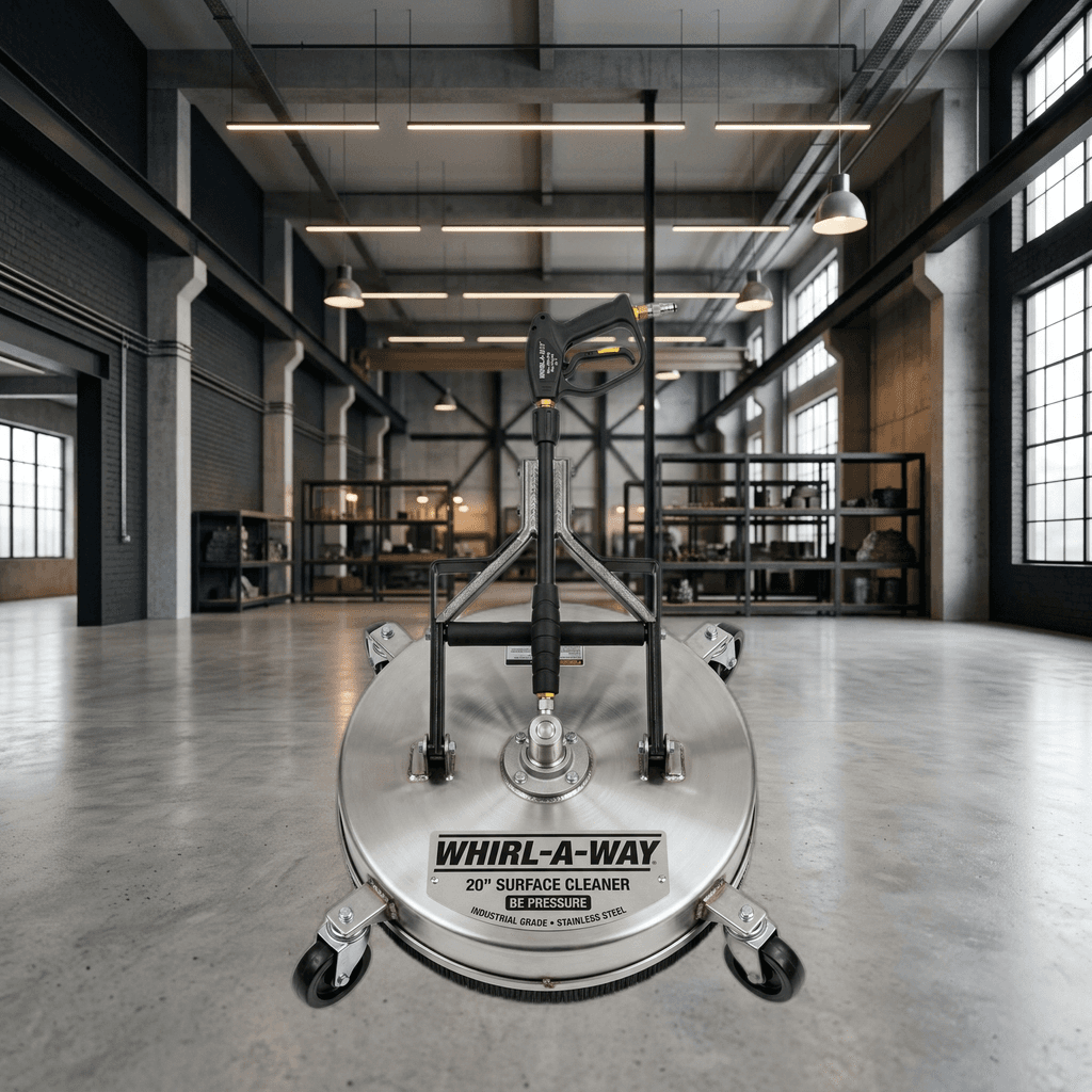 Industrial rotary flat surface cleaner dome and twin-nozzle rotor