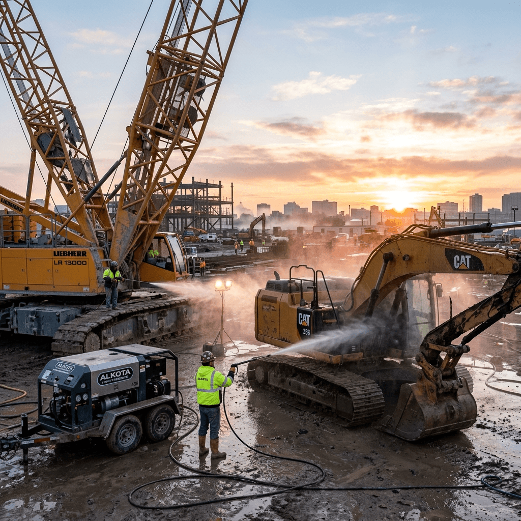 Surface cleaner on concrete yard